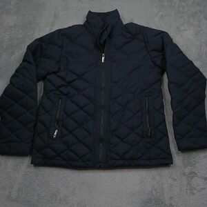 Nau Jacket Womens Large Black Quilted Down Full‎ Zip Pockets Outdoor Casual